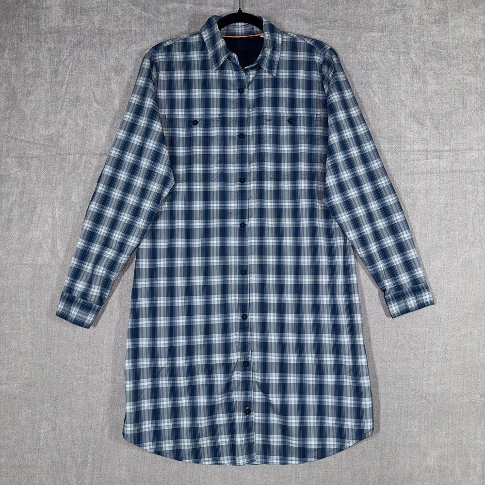 Orvis Shirt Dress Womens Small Blue Plaid UPF 30 Vented Fishing Travel Outdoor